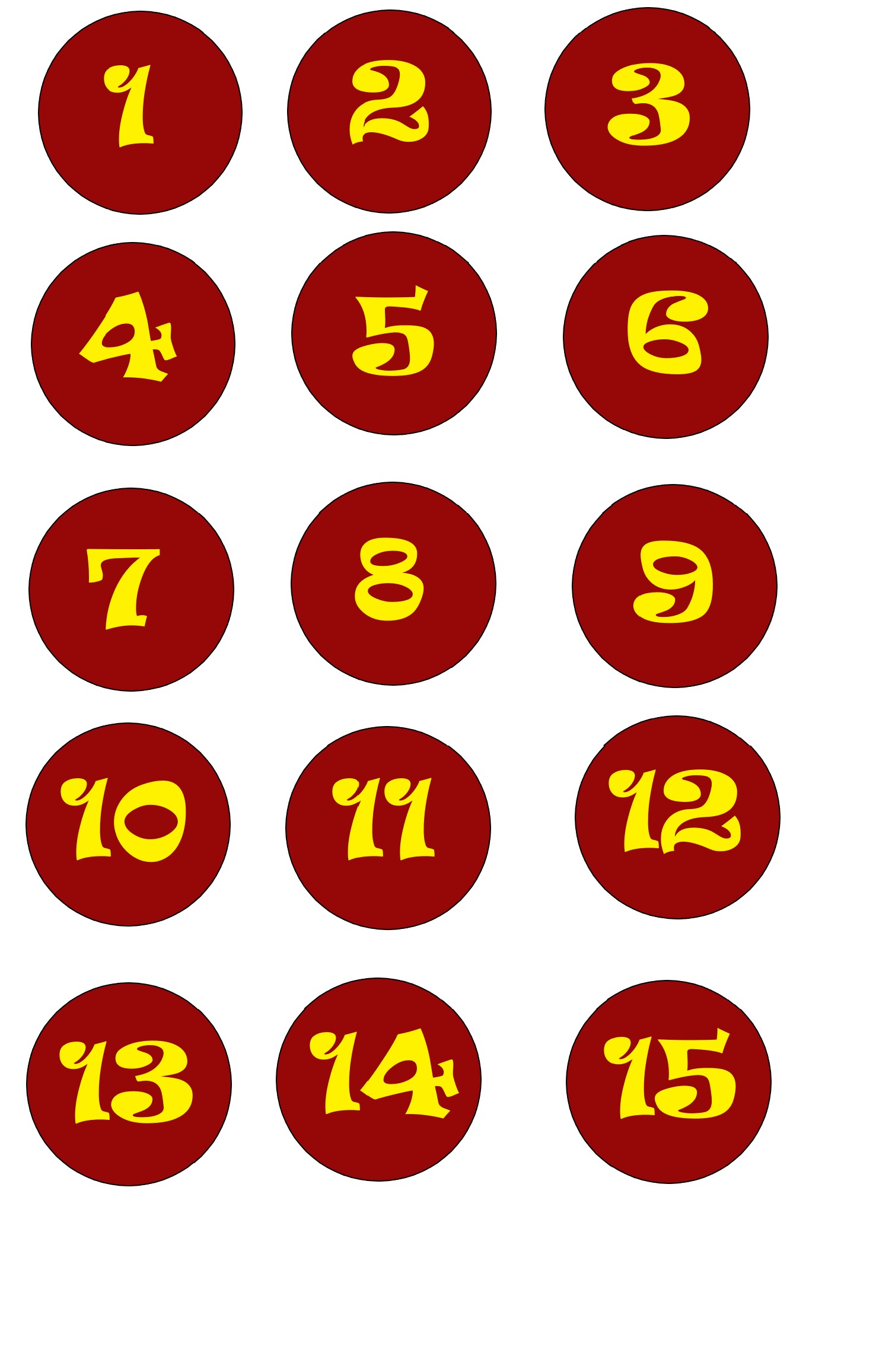 adventszahlen zum ausdrucken kostenlos 1-15